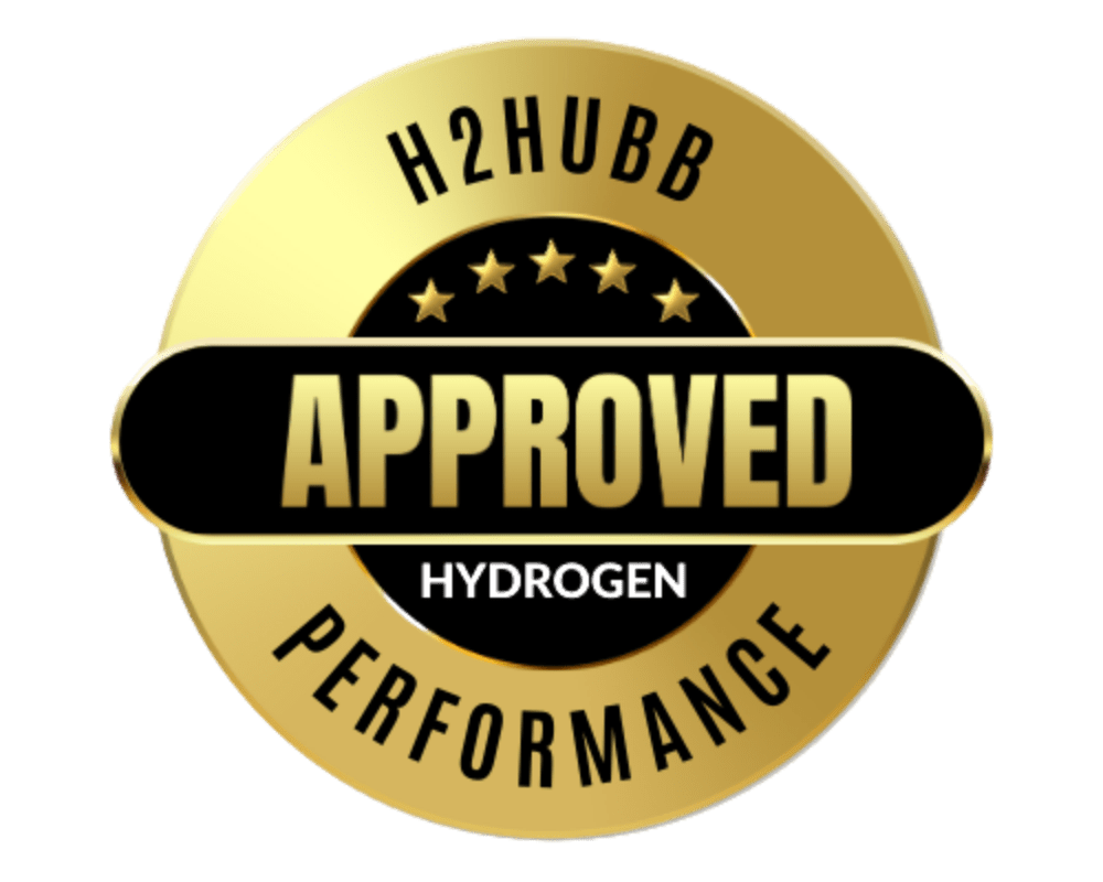 Credibility H2HUBB badge graphic showing H2HUBB as one of only two U.S. organizations with Unisense hydrogen testing capability, extended to 20 mg/L.